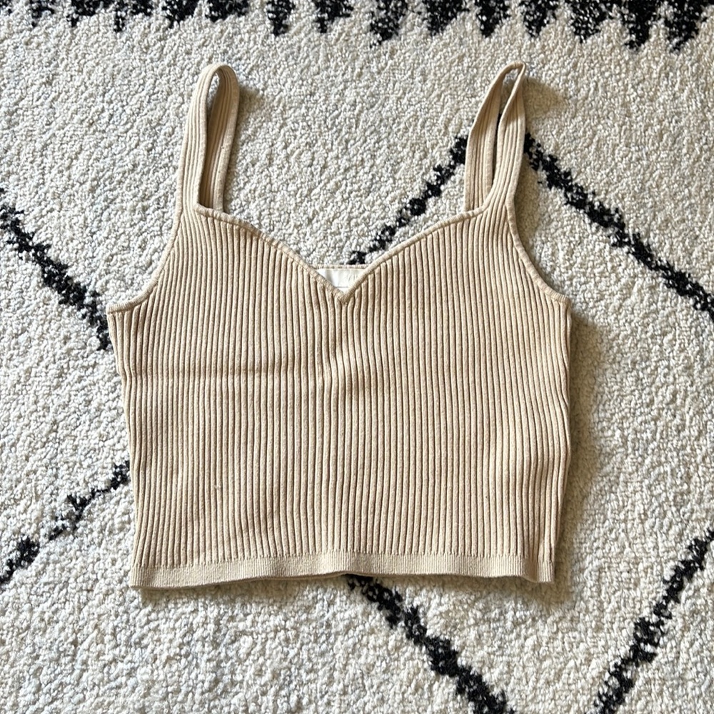 H&M tan knit tank top size small